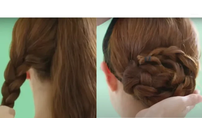 ウィッグのかぶり方説明用画像/髪が長い方のまとめ方参考用