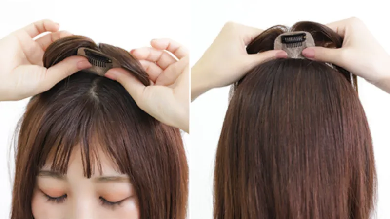 部分ウィッグの付け方とコツ】前髪なし・ベースサイズ9.5×7cm  