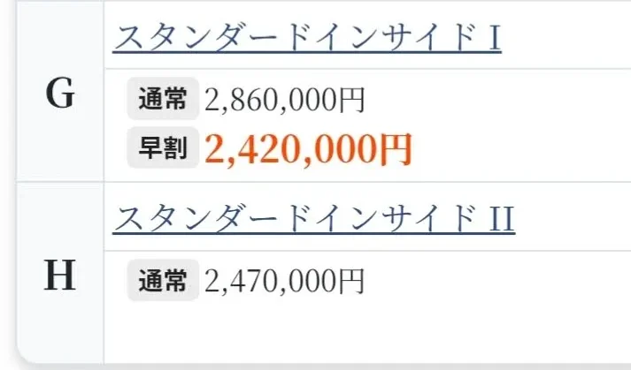 ピースボート料金表2-2-ペアタイプ｜お二人申込またはお一人申込、2人相部屋-一人あたり料金