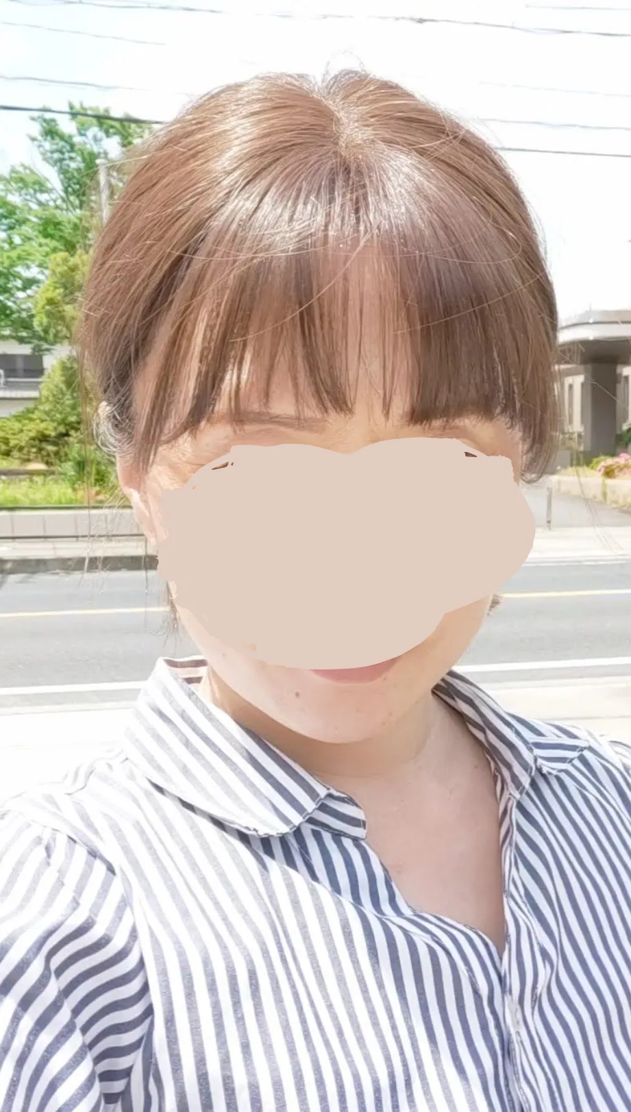 ピンクエイジの人工もうヘアピースを着用するにゃんた