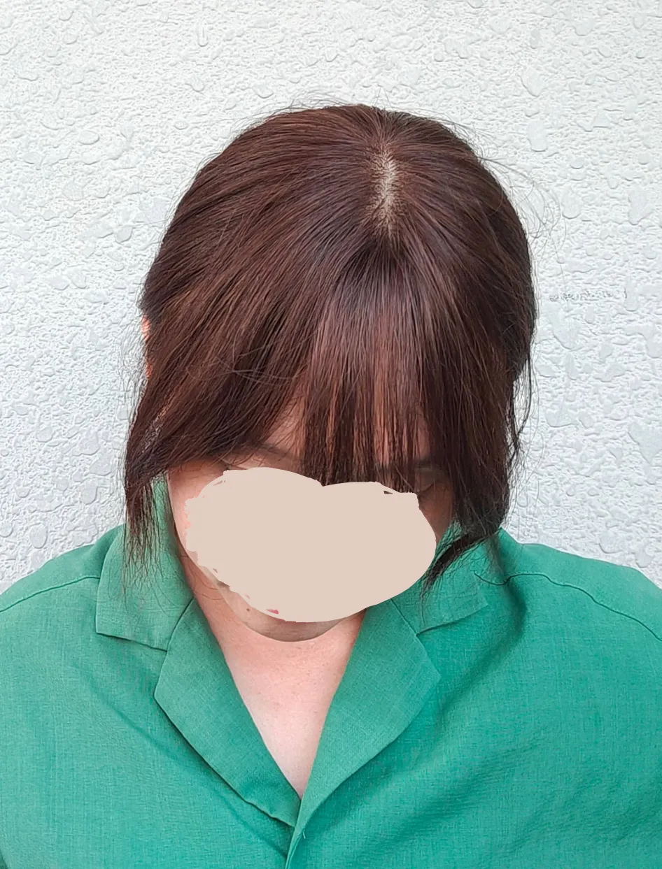 私元気ヘアピースカット後着用画像分け目