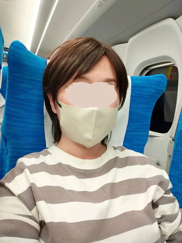 人毛MIXサラ着用画像車内正面から2