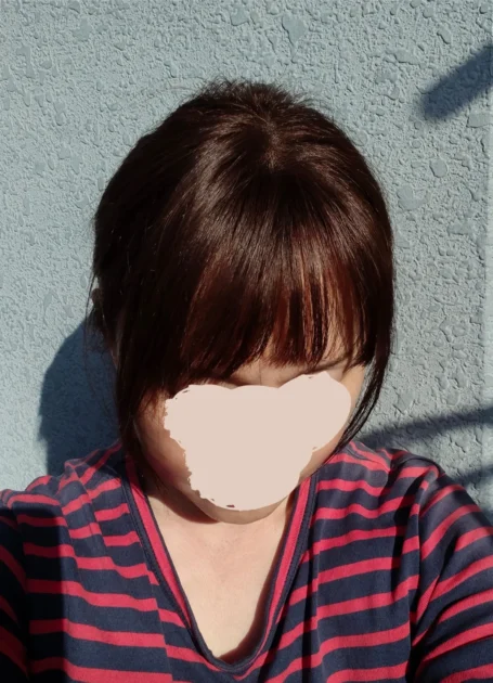 ナチュレトップヘアピースひとつ結び頭頂部正面から