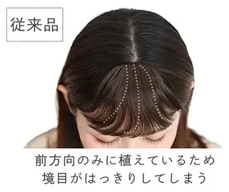従来の前髪ウィッグ(前髪のみタイプ）